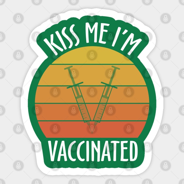 kiss me i'm vaccinated retro funny quote Sticker by SDxDesigns